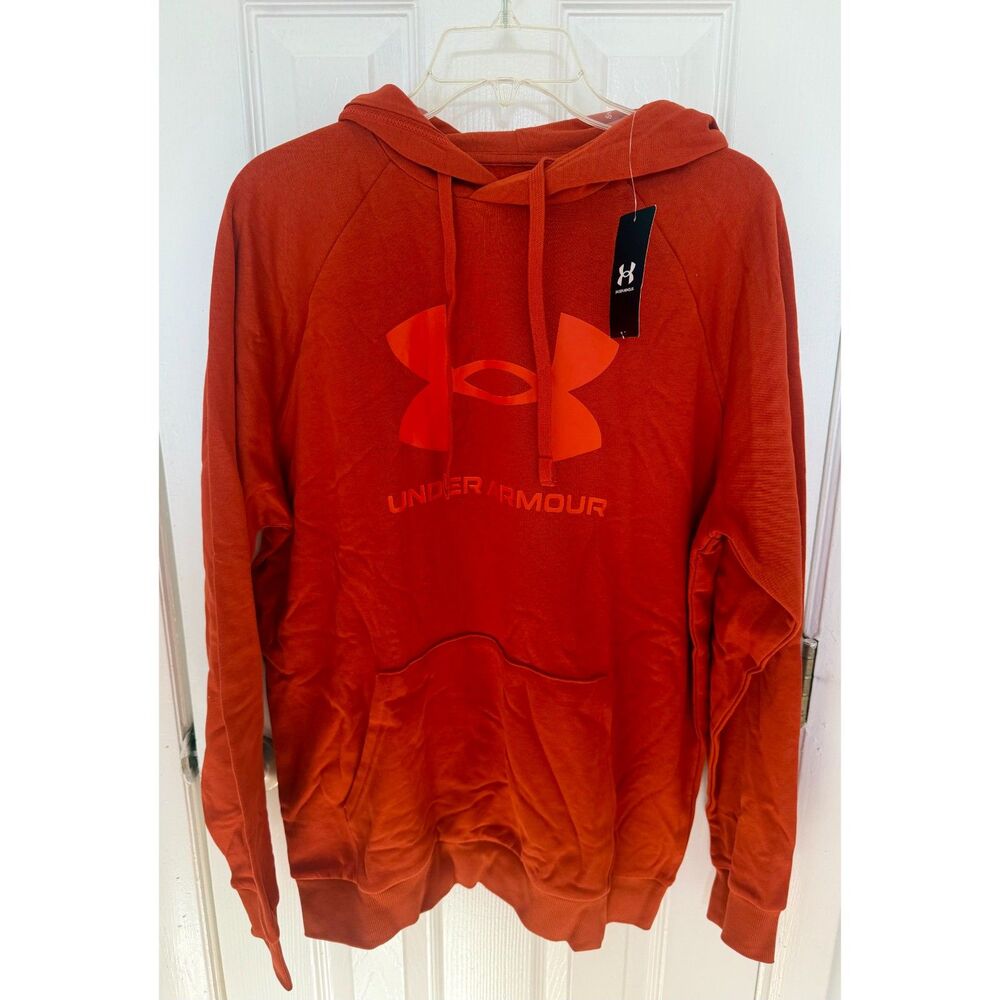 Under Armour Men's Rival Fleece Logo Hoodie Orange Medium NWT
